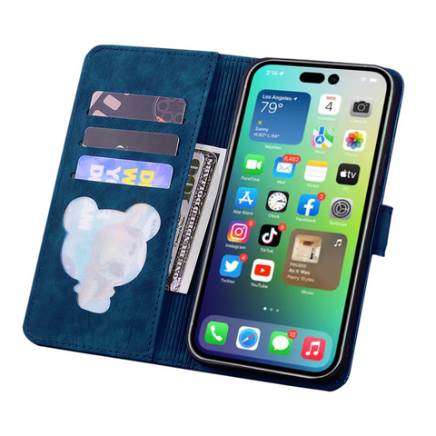 iPhone15 pro 手帳型 ケース ブルー
