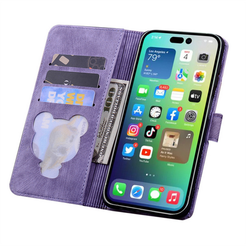 iPhone15 pro 手帳型 ケース パープル