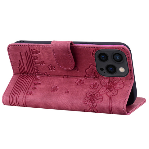 IPhone15 pro 手帳型 ケース レッド